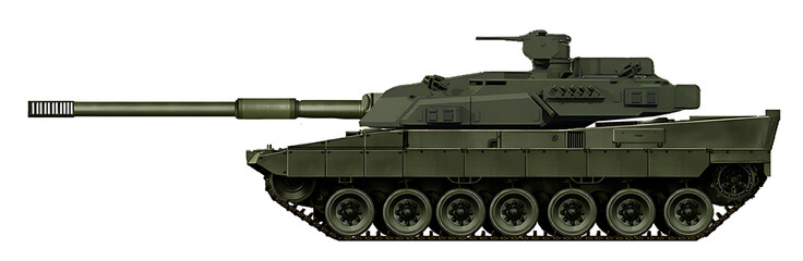 MBT concept based on Leopard 2 chassis with new turret and 130mm gun