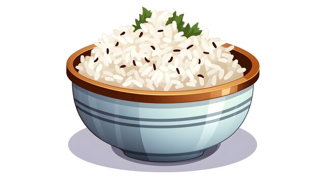 Professional cartoon sticker of a rice bowl - Stock Vector Illustration
