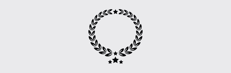 Vector laurel wreath isolated,  black silhouette circular laurel foliate, wheat and oak wreaths depicting an award, laurel wreath vector on white background