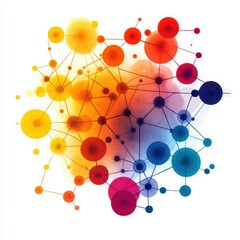 Abstract representation of interconnected nodes in bright colors symbolizing data networks and relationships