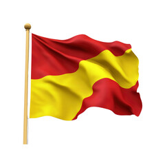 Fototapeta premium Waving Flag of the Valencian Community, Spain - Red and Yellow Stripes on a Pole