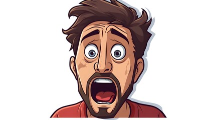 Cartoon Shocked Man Sticker: Distressed, Unhappy, Funny Cartoon Character Illustration