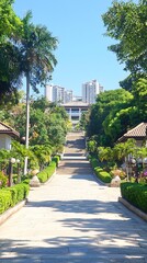 Garden Path to Buildings