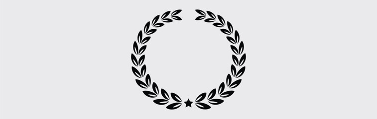 Vector laurel wreath isolated,  black silhouette circular laurel foliate, wheat and oak wreaths depicting an award, laurel wreath vector on white background