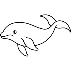 Fototapeta premium Beluga Whale in One Line Vector Design