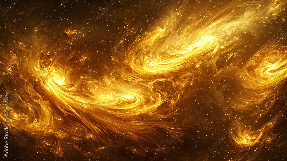 Wall mural mesmerizing yellow swirl of light in the dark creating a dreamlike and captivating atmosphere with a