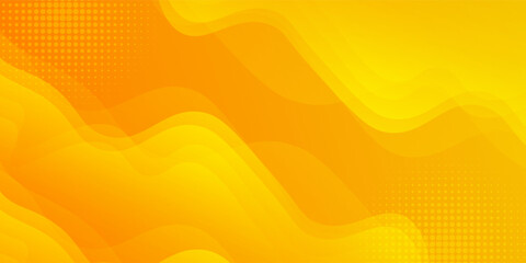Bright orange-yellow gradient abstract fluid wave background with halftone, modern dynamic wallpaper. Suitable for templates, sales banners, business, ads, web and pages