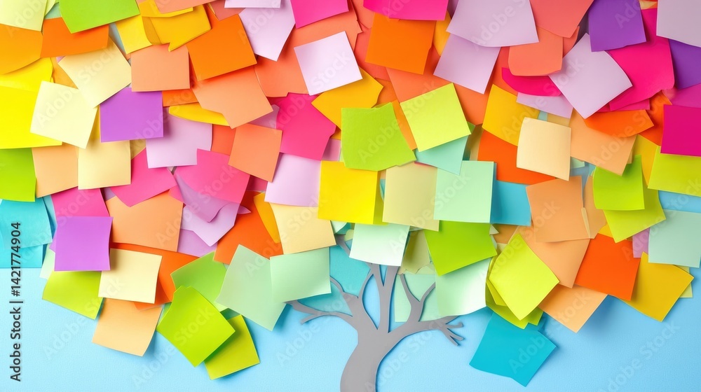 Poster team strategy mind map on paper with keywords linked in a visual brainstorming layout