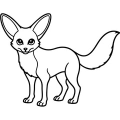 Elegant Fennec Fox One-Line Vector Art