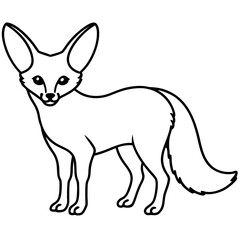 Elegant Fennec Fox One-Line Vector Art