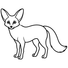 Elegant Fennec Fox One-Line Vector Art