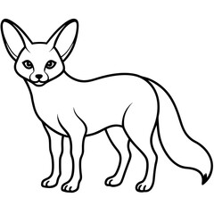 Elegant Fennec Fox One-Line Vector Art