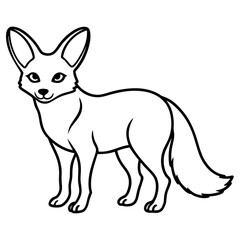 Elegant Fennec Fox One-Line Vector Art