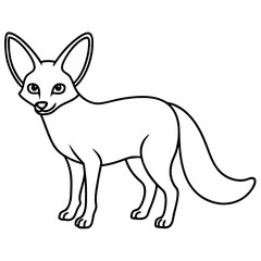 Elegant Fennec Fox One-Line Vector Art
