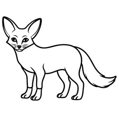 Elegant Fennec Fox One-Line Vector Art