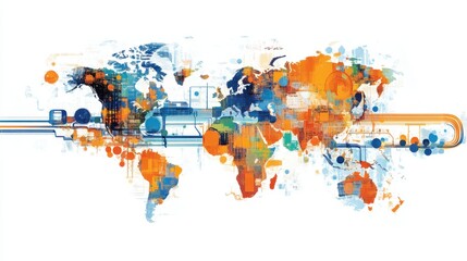 Naklejka premium Infographic showing foreign direct investment flow between global regions