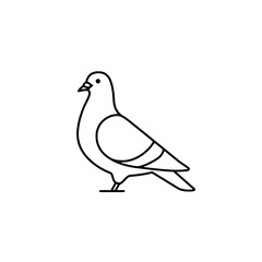 Sitting pigeon icon in black line art style for urban and nature concepts
