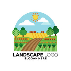 Fototapeta premium Summer park abstract icon with shady alleys, trimmed trees and kidney shaped lawn, for nature or landscape design