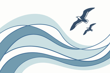 Fototapeta premium Minimalist Fluid Wave Vector Background in Blue Gradient