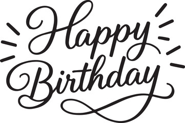 Happy birthday typography black vector design isolated illustration