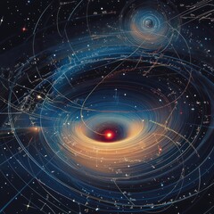 Obraz premium Cosmic swirl, star system, space, nebula, celestial, background, artistic, science fiction