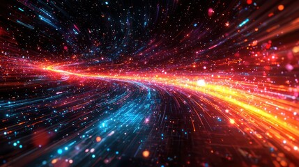 Obraz premium Abstract cosmic tunnel, vibrant light streaks, swirling energy, use in futuristic, science fiction, or space visuals