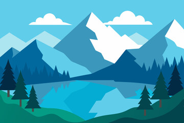 landscape with mountains and trees