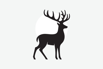 Silhouette of deer horned