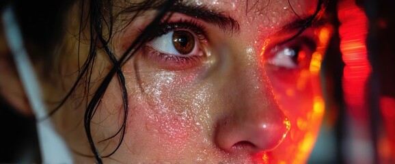 Close-up of a sweaty face