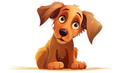 Professional Warm Gradient Nervous Dog Cartoon Line Drawing for Various Designs