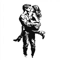 Fototapeta premium A captivating scene unfolds as a teenager interacts with a pig, set against the silhouette of an artistic studio