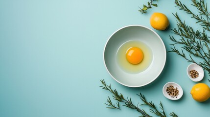 Minimalist food arrangement with an empty space for branding.