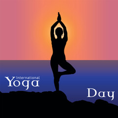 International yoga day web banner illustration. Background, banner