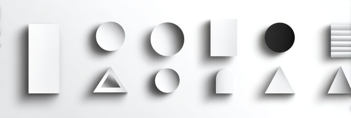 Abstract Papercut Geometric Shapes Minimalist Design - Modern minimalist design featuring abstract papercut shapes, symbolizing simplicity, geometry, balance, creativity, and modern art