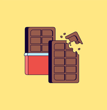 Chocolate Bars with Bite Cartoon Illustration