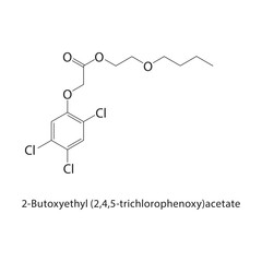 2-Butoxyethyl (2,4,5-trichlorophenoxy)acetate skeletal structure. Ester compound schematic illustration. Simple diagram, chemical formula.