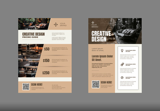 Beige And Brown Interior Services Pricing Guide Flyer