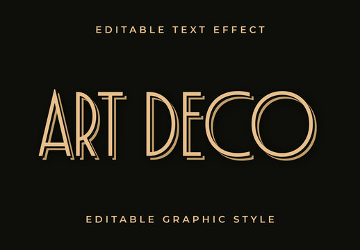 Beige Slim Modern Art Deco Style Text Effect