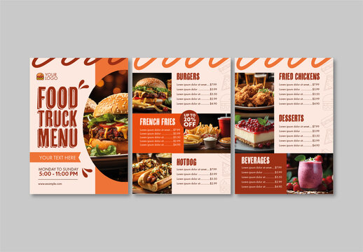 Brown And Beige Fast Food Truck Menu Layout