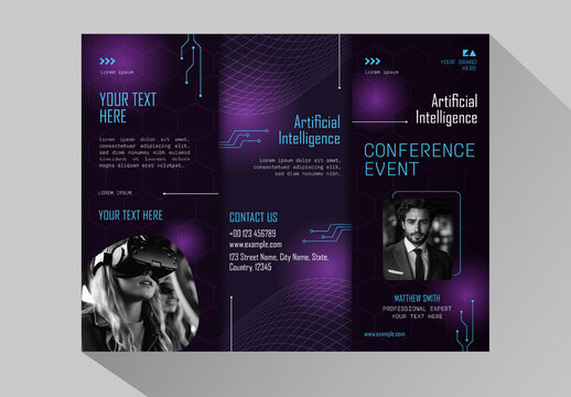 Purple And Blue Futuristic Artificial Intelligence Brochure Design