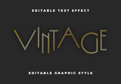 Gold Vintage Lined Font Luxury Elegant Outline Thin Text Effect