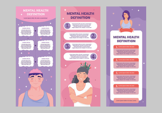 Purple And Pink Informative Mental Health Infographic Layout