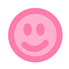 Cute Pink Smiley Face Icon in Flat Style