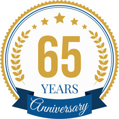 Logo 65 Years Anniversary Celebration Design Template.