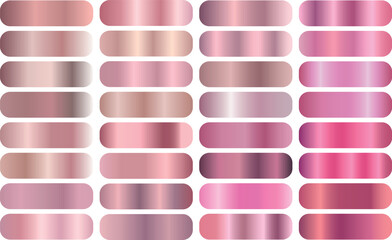 Vector set of pink metallic gradients.