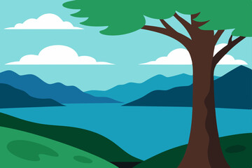 landscape with trees and mountains