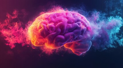 Fototapeta premium Abstract human brain in vibrant smoke
