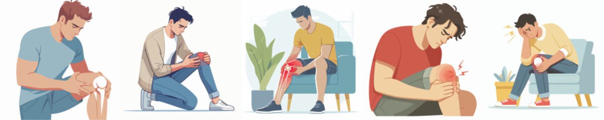 vector of young man having knee pain