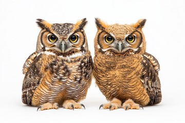 Obraz premium Capturing the natural behavior of great horned owls in Canada's wilderness through photography