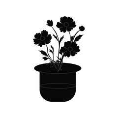 Black flower silhouette with illustration